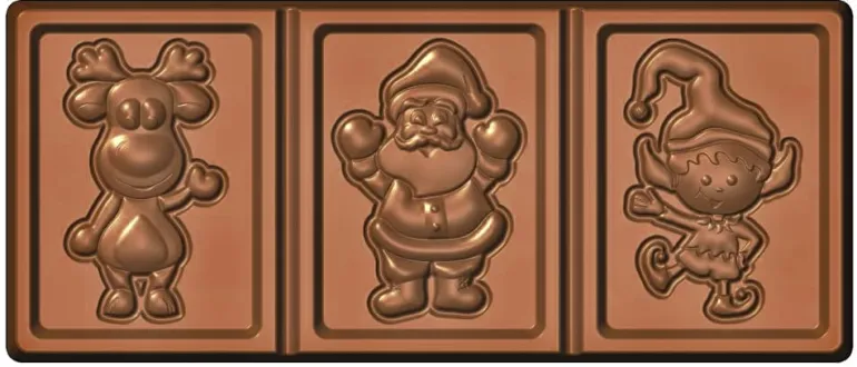 Moule chocolat 3 tablettes figurines Noël