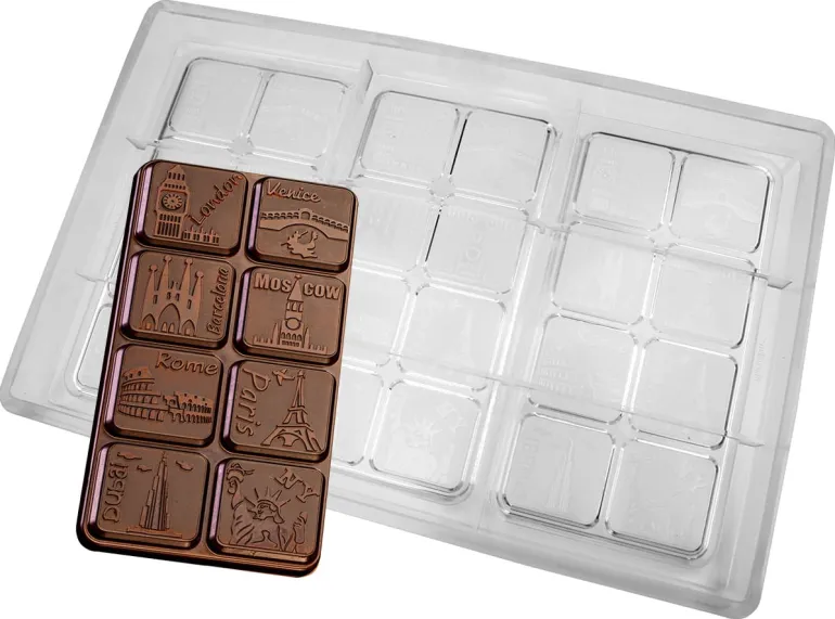 Moule chocolat 3 tablettes villes du monde Martellato