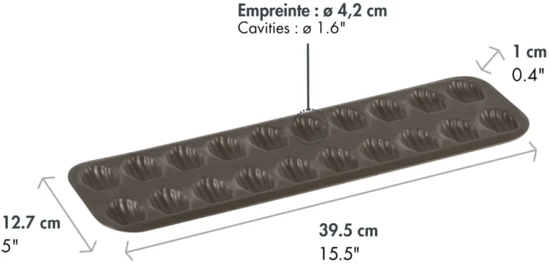 Moule à madeleine 20 empreintes 39,5 x 12,5 cm Gobel