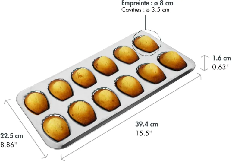 Moule à madeleines en fer blanc 12 empreintes 39 x 20 cm Gobel