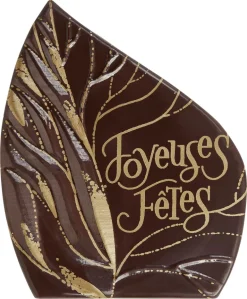 Moule pour embout de bûche design feuillage or pré imprimé Florensuc