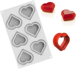Moule silicone 6 coeurs Heartix 30 x 17,5 cm Silikomart