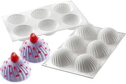 Moule silicone Parfum 6 demi sphères vrillées Ø 7,5 cm 30 x 17,5 cm Silikomart
