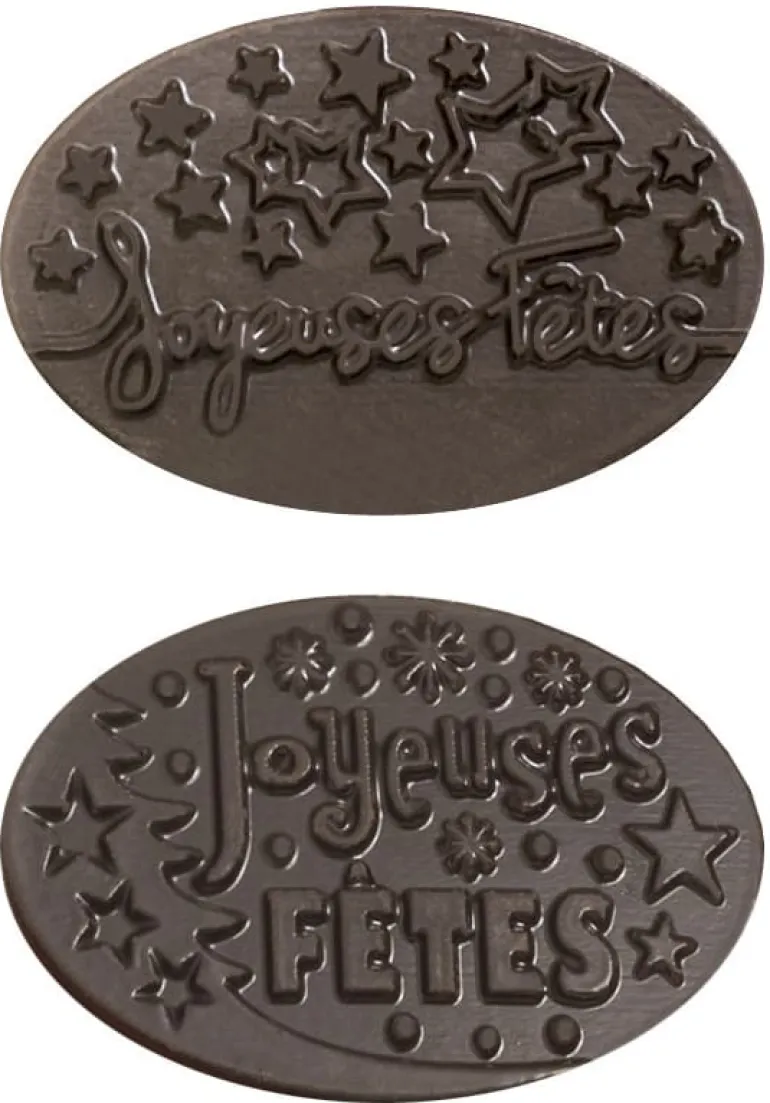 Moule thermoformé Joyeuses Fêtes ovales 4,5 x 3 cm Décors et Créations