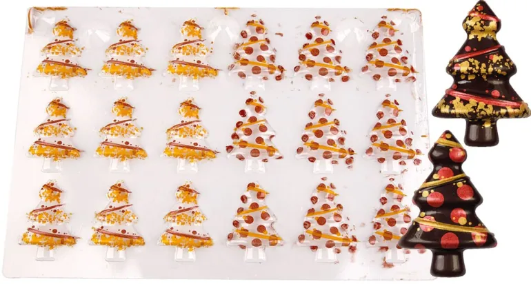 Moule thermoformé pré-imprimé Sapin de noël décoré 5,2 x 3,5 cm Florensuc