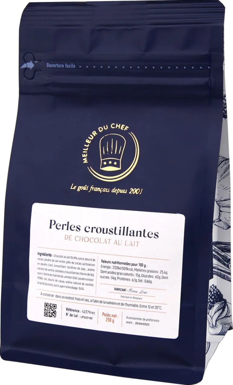 Perles croustillantes chocolat au lait 250 g Mona Lisa