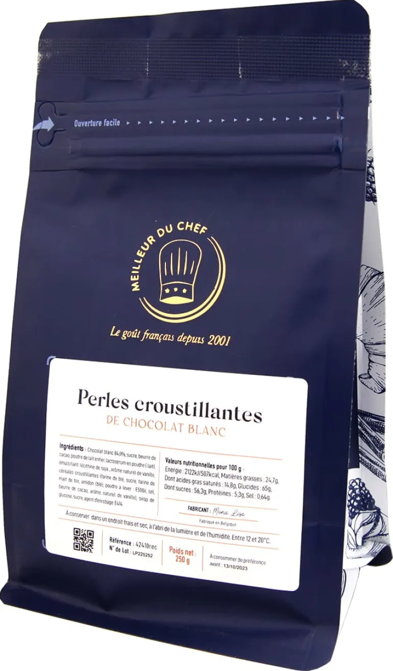 Perles croustillantes chocolat blanc 250 g Mona Lisa