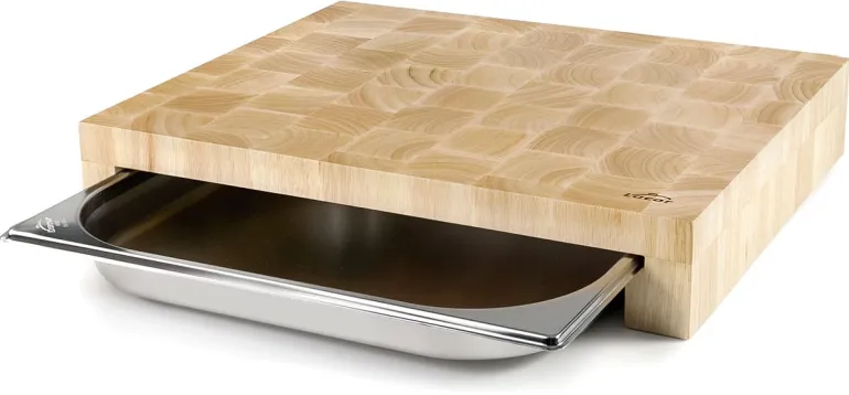 Planche à découper en bois avec 1 bac inox 41 x 34 cm Lacor