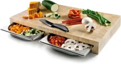 Planche à découper en bois avec 2 bacs inox 61 x 34 cm Lacor