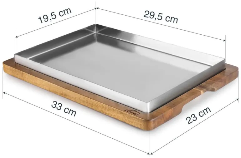 Plateau de cuisson et de présentation Inox et bois d'acacia 33 x 23 cm Lacor