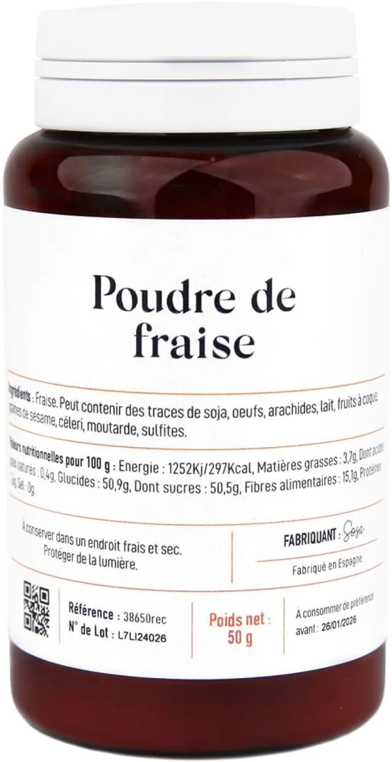 Poudre de fruit fraise 50 g Sosa