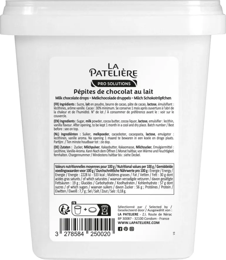 Pépites de chocolat lait 30% 1 kg La Patelière