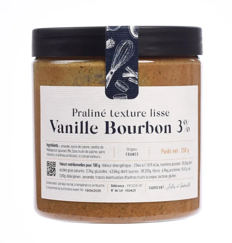Praliné vanille Bourbon 3% texture lisse 250 g Meilleur du Chef