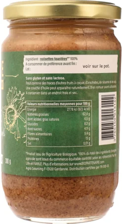 Purée de noisette Bio 100% 300 g Pépite