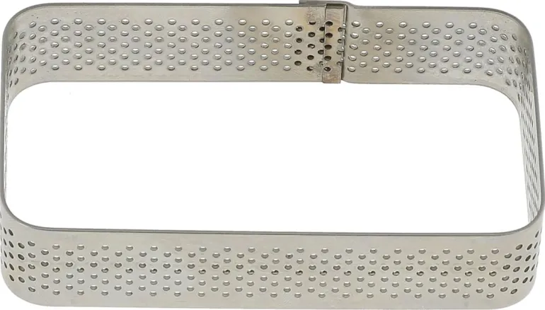Rectangle à tarte perforé inox Bord arrondi 9 x 5 cm Mallard Ferrière
