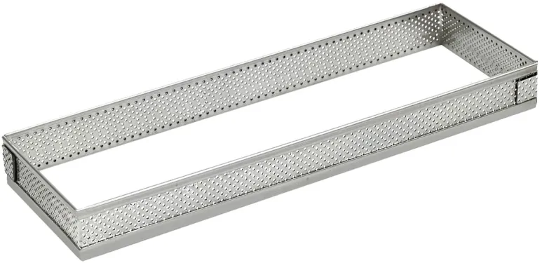 Rectangle à tarte perforé inox ht 3,5 cm 28 x 10 cm Mallard Ferrière