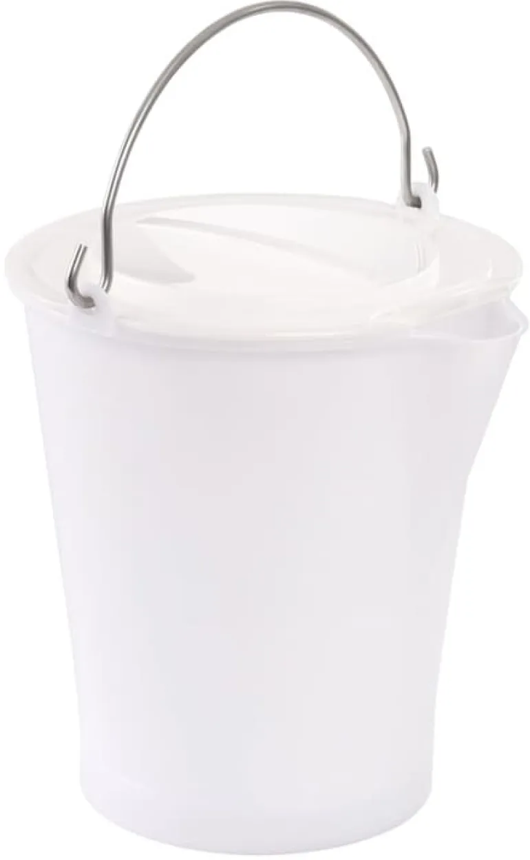 Seau rond 12 L (sans couvercle) anse inox avec bec verseur blanc Gilac