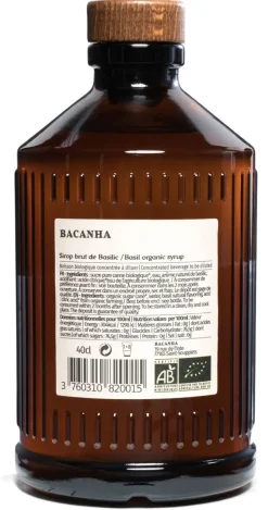 Sirop Bio basilic 40 cl Bacanha