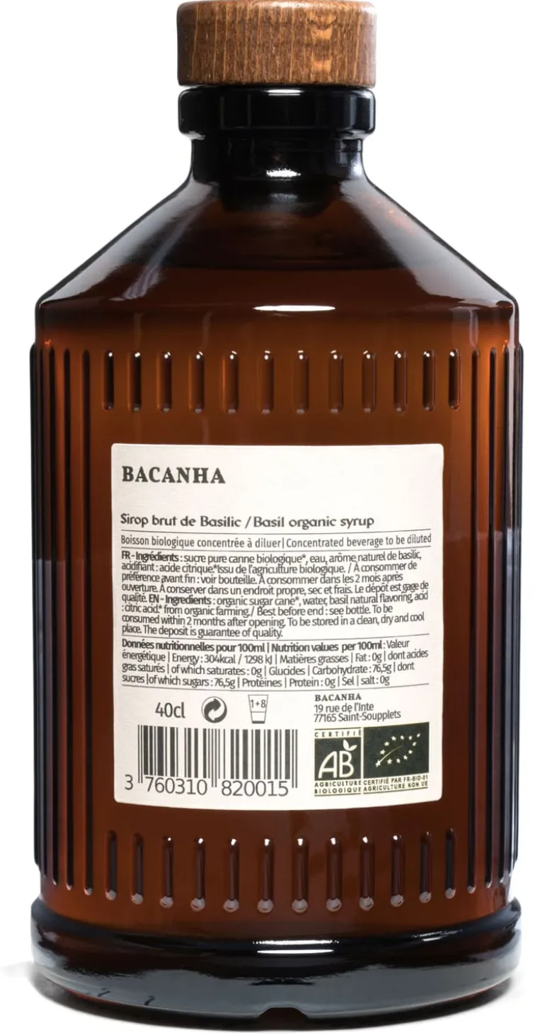 Sirop Bio basilic 40 cl Bacanha