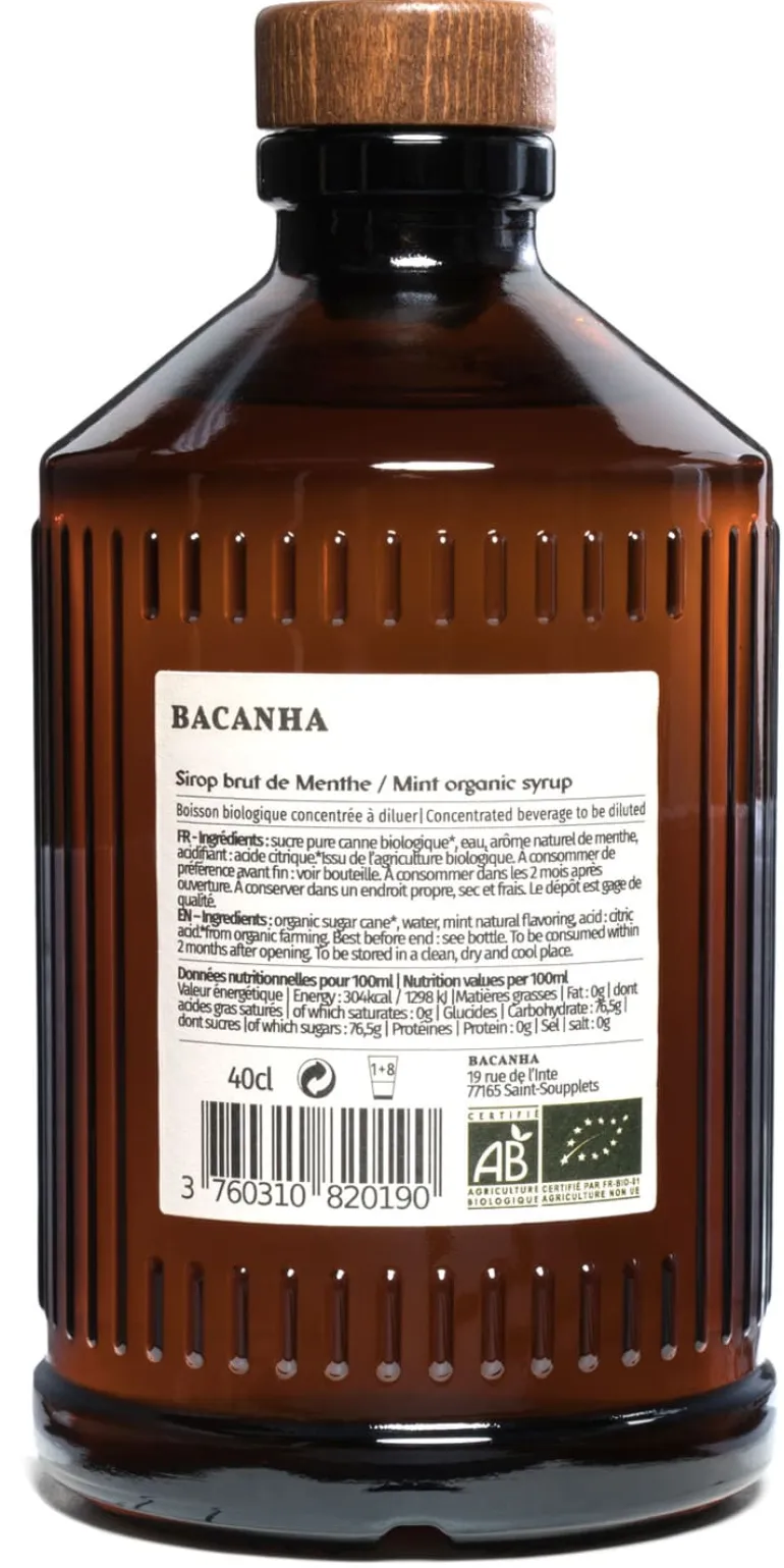 Sirop Bio menthe 40 cl Bacanha
