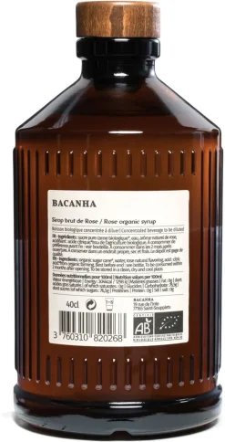 Sirop Bio rose 40 cl Bacanha