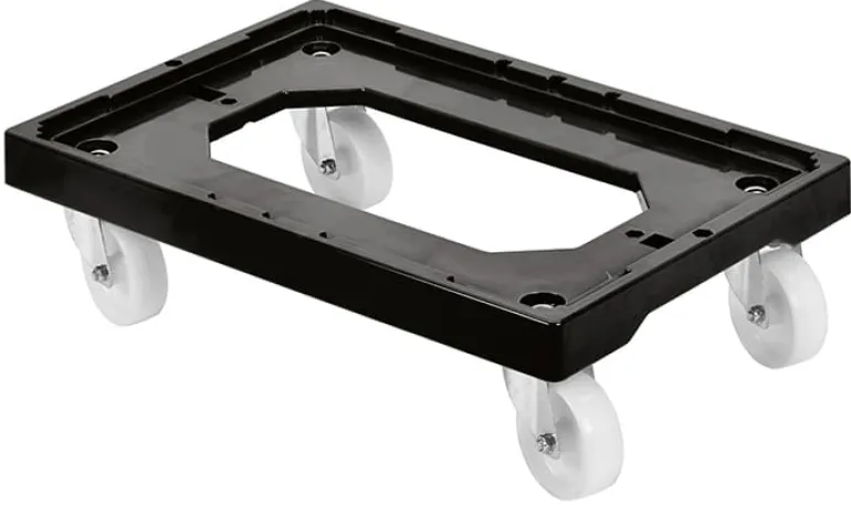 Socle rouleur 4 roues pivotantes chape acier Gilac