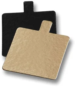 Support carton avec languette carré or/noir 6 x 6 cm (x 200) Meilleur du Chef