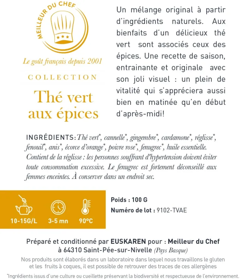 Thé vert aux épices 90 g Euskaren