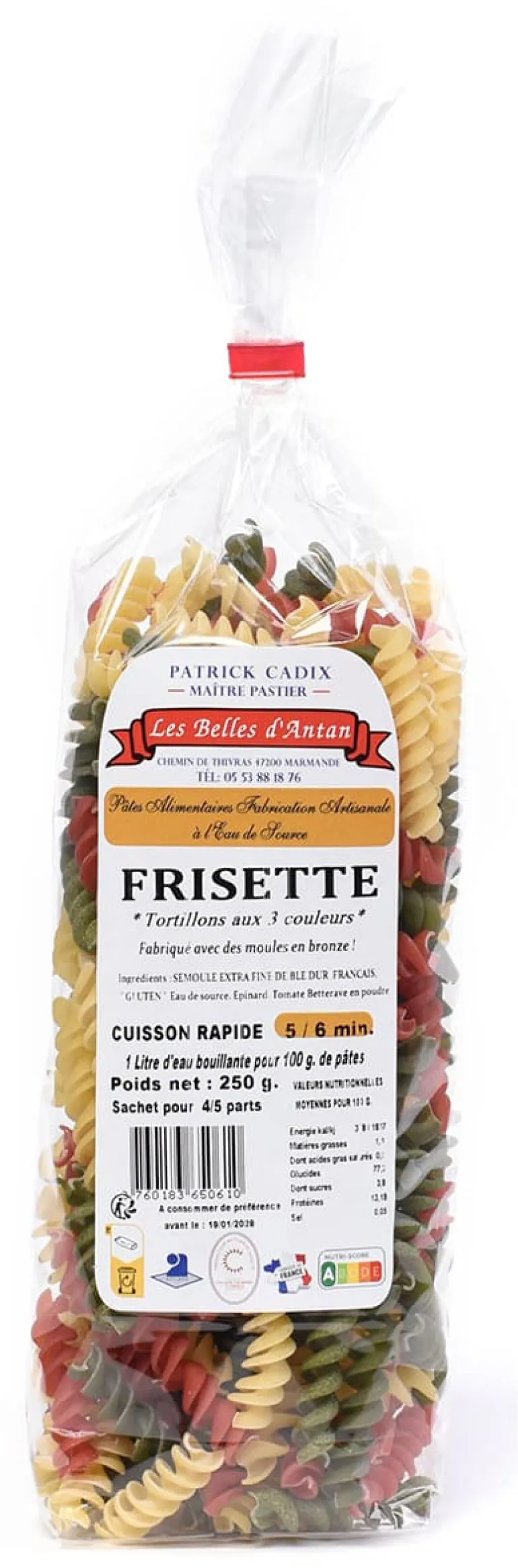 Tortillon tricolore Frisette 250 g Les Belles D'Antan